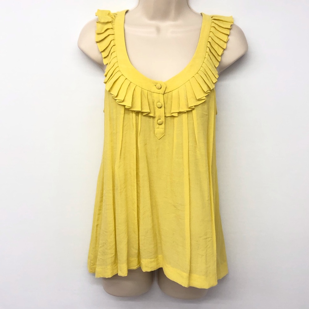 Sine Yellow Ruffle Racerback Top